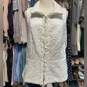 White House Black Market Cream and Gold Full Zip Up Vest. Size Large.